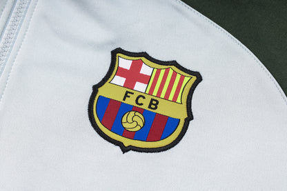 FC Barcelona White and Olive Green Tracksuit